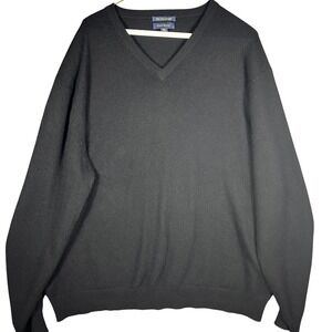Club Room V-Neck Sweater Men XL Black 100% Fine Cashmere Pullover Solid Knit